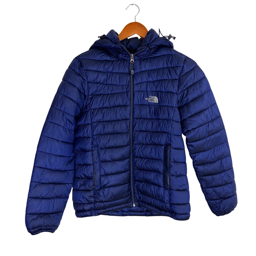 Puffer Jacket Kids L Navy Blue Hooded Quilted Windproof Water repellent Winter